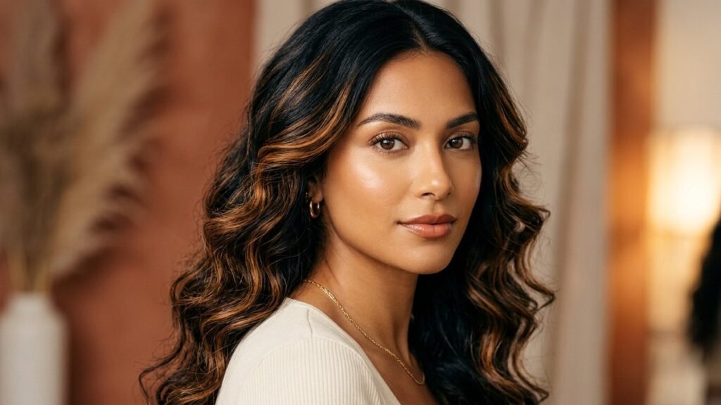 Balayage for Dark Hair and Morena Skin Tones Celebrating Your Golden Radiance with Flattering Luminous Shades